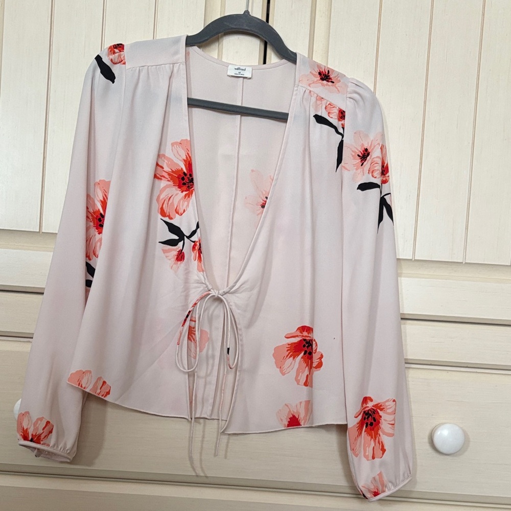 Wilfred Blush Floral Tie-Front Blouse